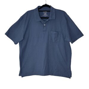 LL Bean Polo Shirt Mens‎ Large Navy Blue Traditional Fit Short Sleeve Preppy
